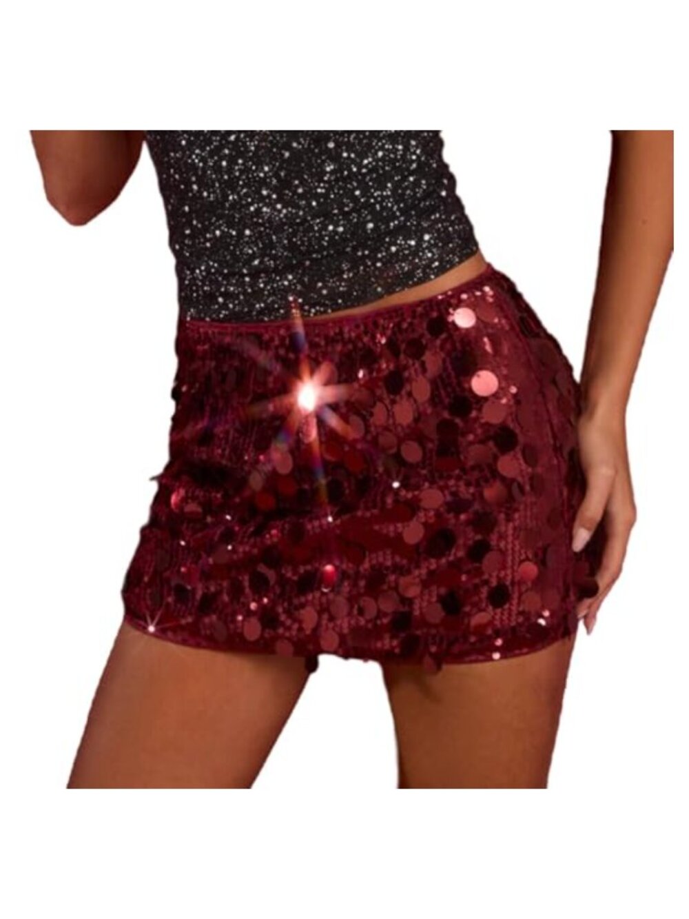 Sequin Mini Skirt Low Rise Sparkly Party Rave Pencil Skirt for Women